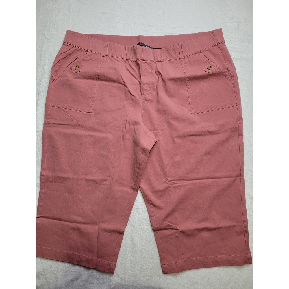 NWT AnyBody Capri Pants Women 3XP Pink Elastic Waist Cotton Blend Crop